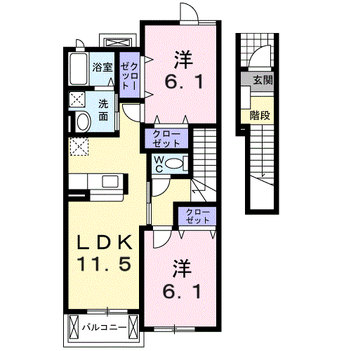 Planta 2LDK de Ｙ．Ｊ．Ｋ　ハイツ