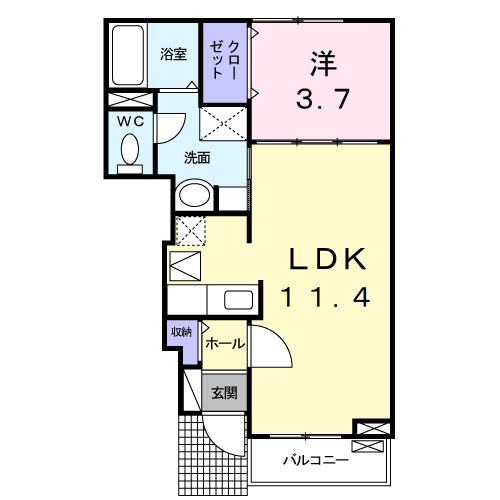 Planta 1LDK de フィオーレ