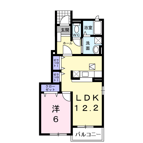 Planta 1LDK de ミルトⅡ
