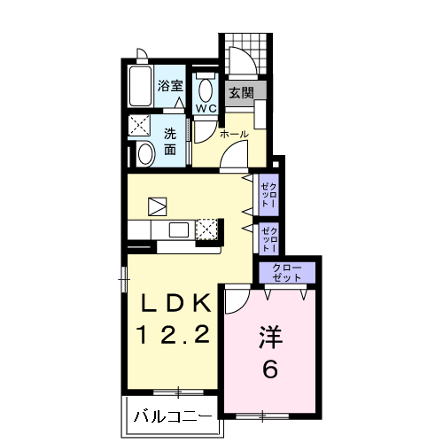 Planta 1LDK de ミルトⅡ