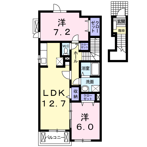 Planta 2LDK de ブルック　菅池