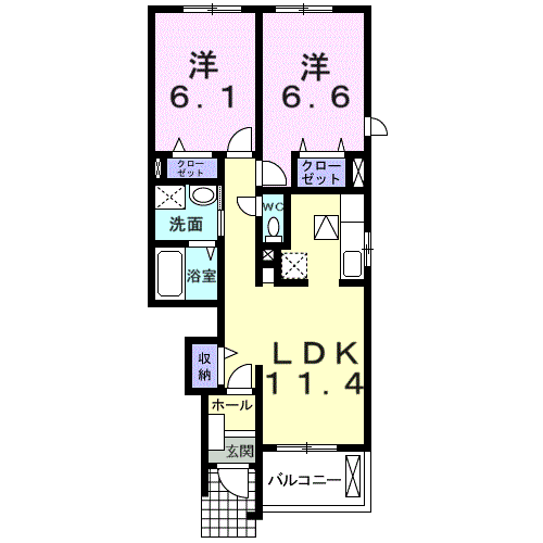 Planta 2LDK de ラゲット　アンブラ