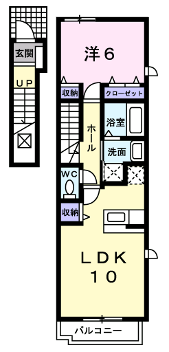 Planta 1LDK de キルシエ