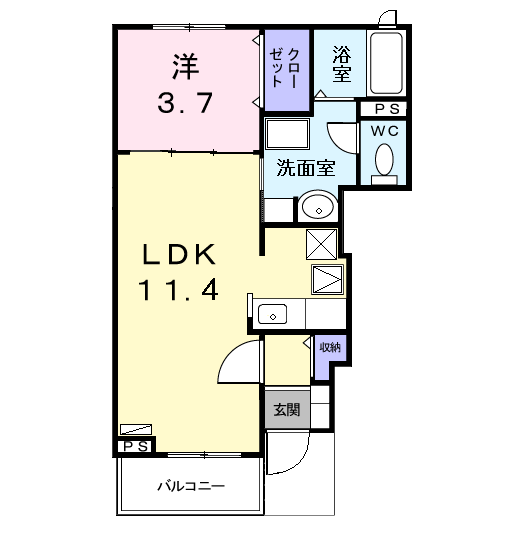 Planta 1LDK de ファミ－ル中野　Ⅱ