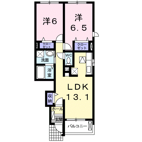 Planta do apartamento 2LDK — ラ・エスト ソレイユ