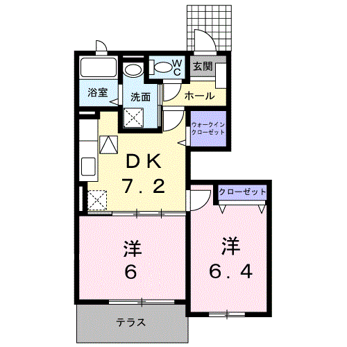 Planta 2DK de ミルテシェレ　Ｂ