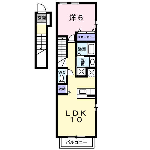 Planta 1LDK de ヴィオラ　フィオーレ