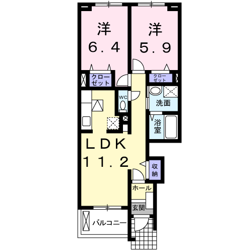 Planta 2LDK de メゾン・アムール Ⅲ