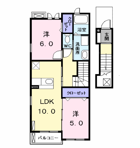 Planta do apartamento 2LDK — ベルメゾン都 Ⅴ