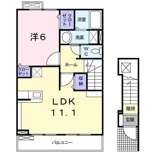 Planta 1LDK de カーサ・セレーノ