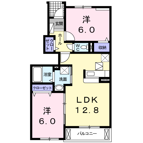 Planta 2LDK de モデラート