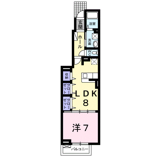 Planta 1LDK de サンパティーク