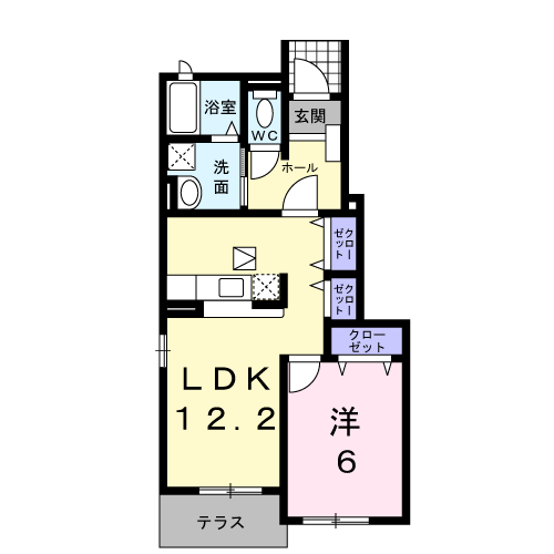 Planta do apartamento 1LDK — デン ファーレＡ