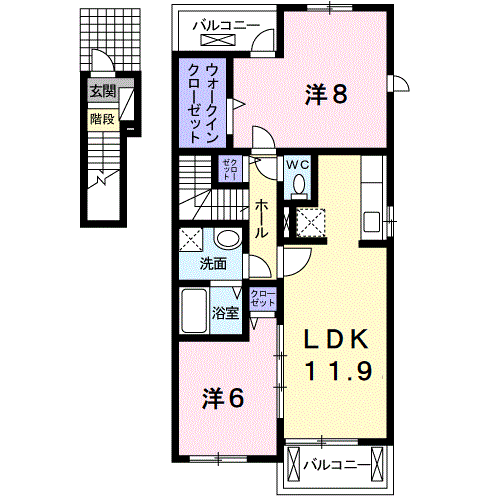 Planta 2LDK de フォレスト・ヒル