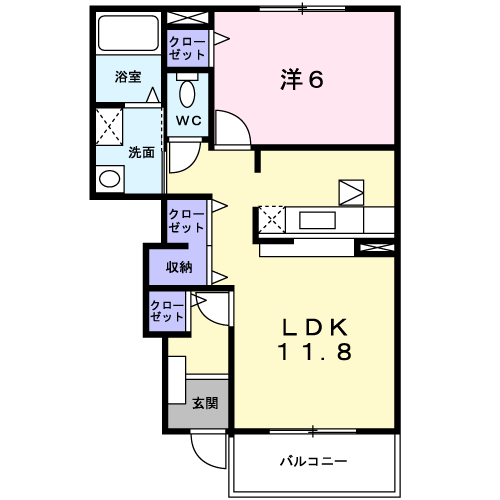 Planta 1LDK de ブリーズⅠ