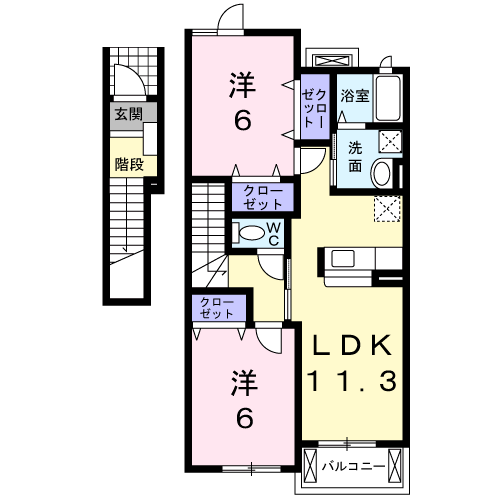 Planta 2LDK de アビタシオン向山