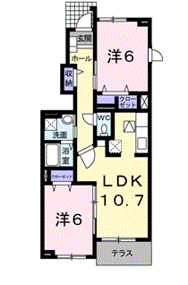 Planta 2LDK de サン・ヴィラ　Ｃ