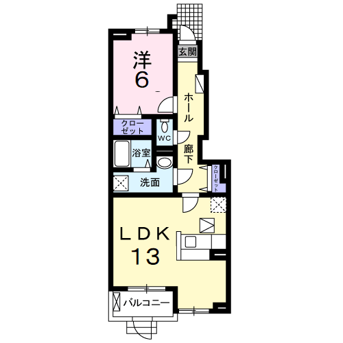 Planta 1LDK de ファインヒル　Ａ
