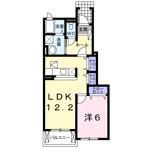 Planta 1LDK de Ｕー１５１　Ｔ２