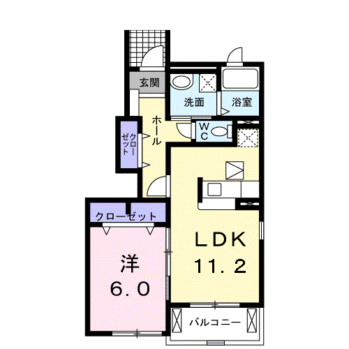Planta 1LDK de アンジュ