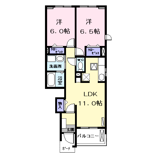 Planta 2LDK de パークサイド荒子川