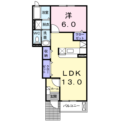 Planta 1LDK de コデン　０１０