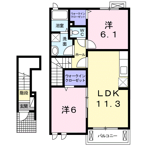 Planta 2LDK de フロント・ヒル
