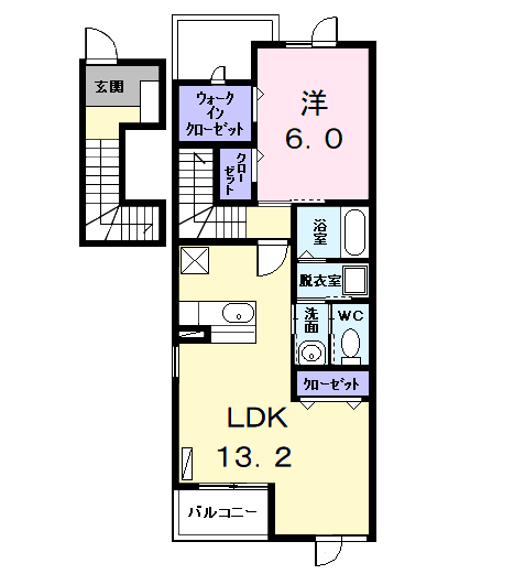 Planta 1LDK de フィオーレ　Ⅰ　（Ｆｉｏｒｅ）