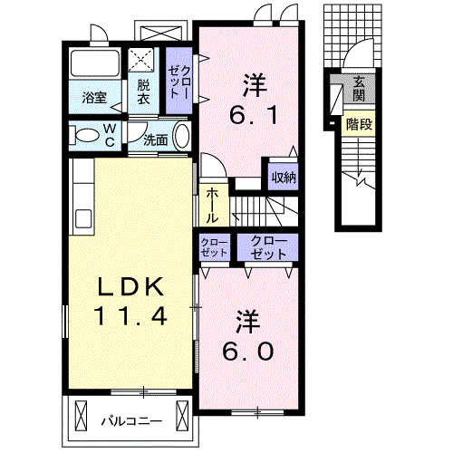 Planta 2LDK de ブラッシュ　フィールド　Ⅰ