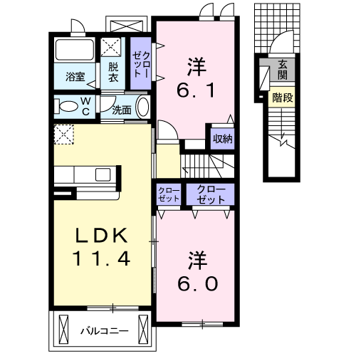 Planta 2LDK de フィールドアリス
