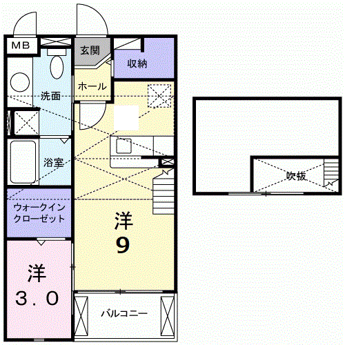 Planta 1LDK de グランデ・クィーンⅡ