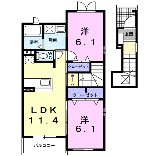 Planta 2LDK de プラシードⅡ