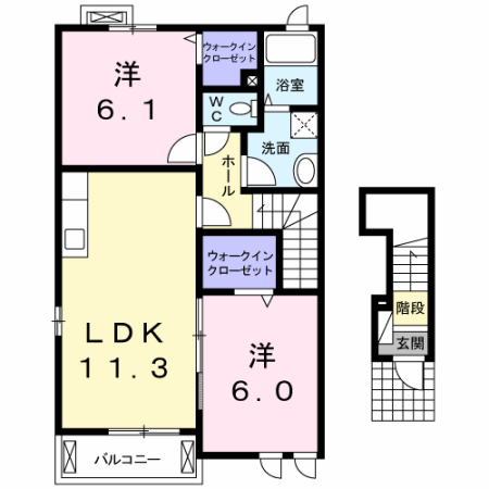 Planta 2LDK de さくらＢ