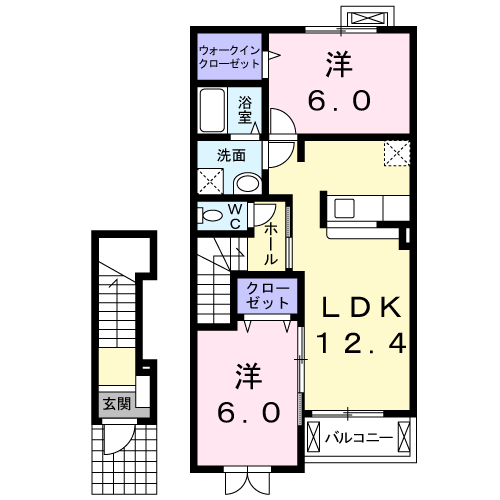 Planta 2LDK de イリス　Ｂ
