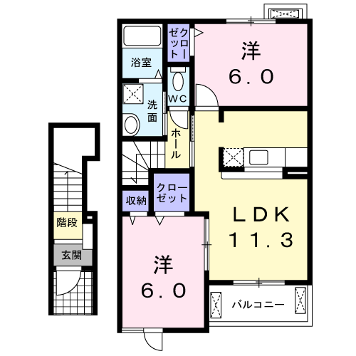 Planta 2LDK de U ユートピア