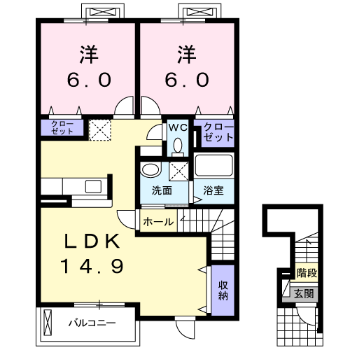 Planta 2LDK de Ｍ　グレインⅠ