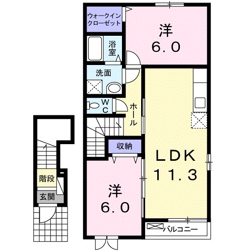 Planta 2LDK de サニ－・パラッツォ