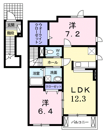 Planta 2LDK de セレノ