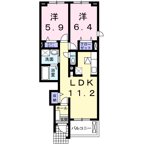 Planta 2LDK de ハッピネス　トモ