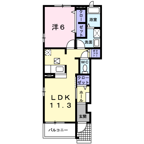 Planta 1LDK de ブライリーデ