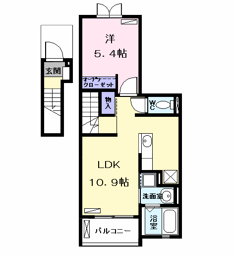 Planta 1LDK de カルム　エミー