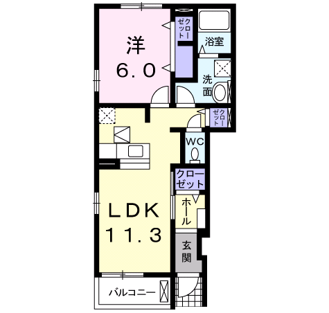 Planta 1LDK de エスポワール梅ノ木　東館