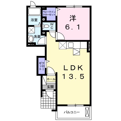 Planta 1LDK de プリマヴェーラⅠ