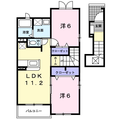 Planta 2LDK de ポルテ・ボヌール