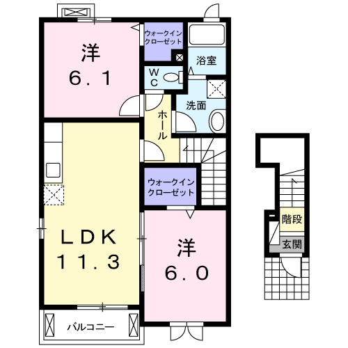 Planta 2LDK de エレガントＡ