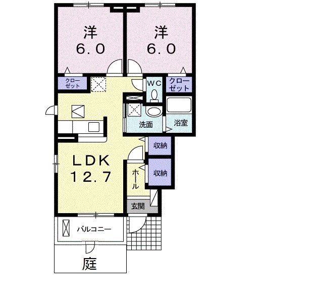 Planta 2LDK de パルコプレッソⅡ