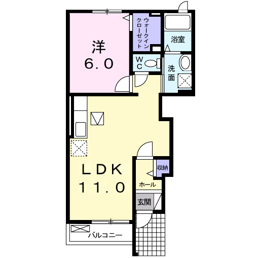 Planta 1LDK de ヴァーサ大和