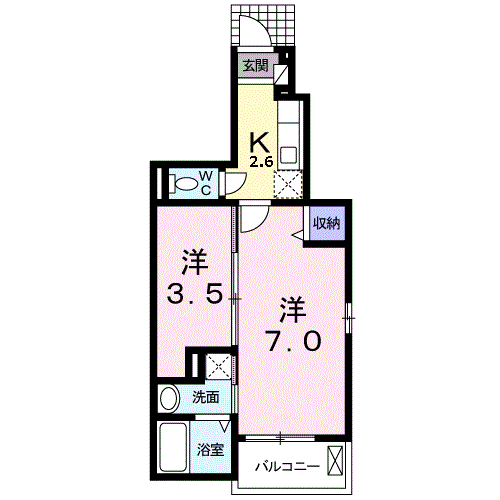 Planta do apartamento 1K — フォルシュ
