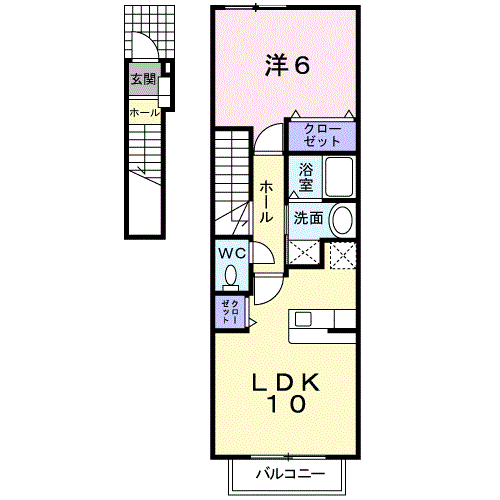 Planta 1LDK de カーサ・アンダンテ