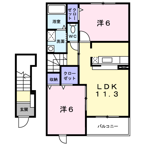 Planta 2LDK de ヴィサージュ